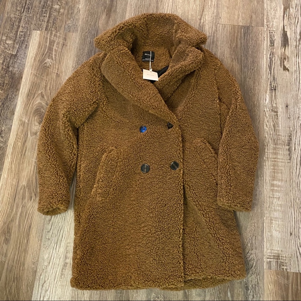NWT Bershka Teddy faux shearling Coat Sz small